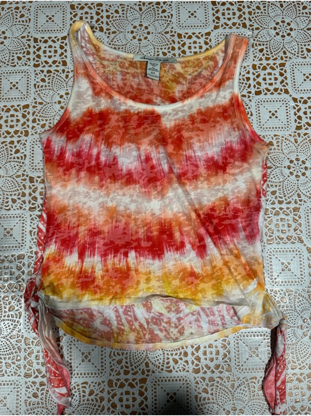 American Rag Tie-Dye Sleeveless Tank Top - Red, Orange, Yellow